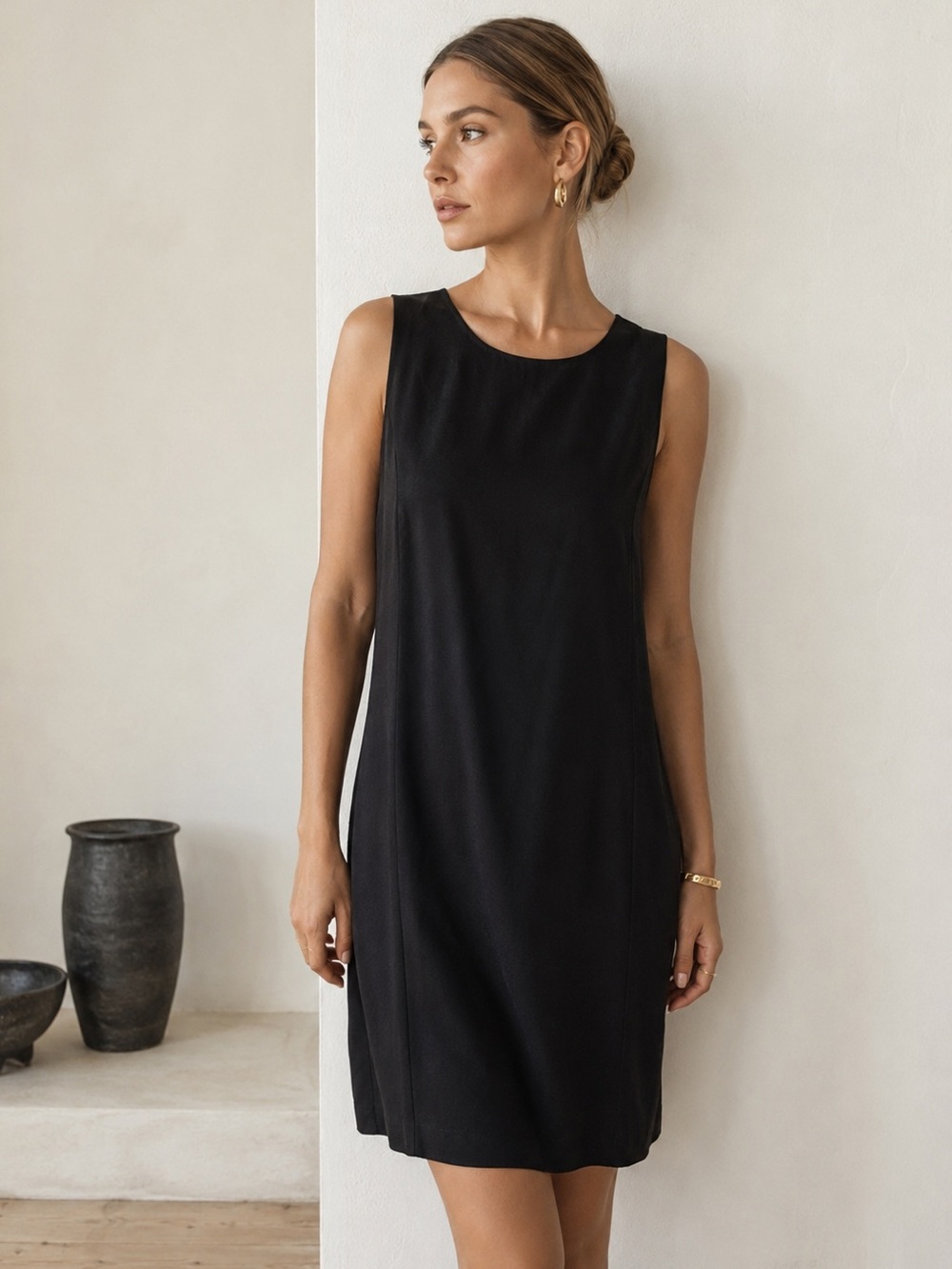 100% Silk Black Dress Vintage Spenser Jeremy Size Large LBD